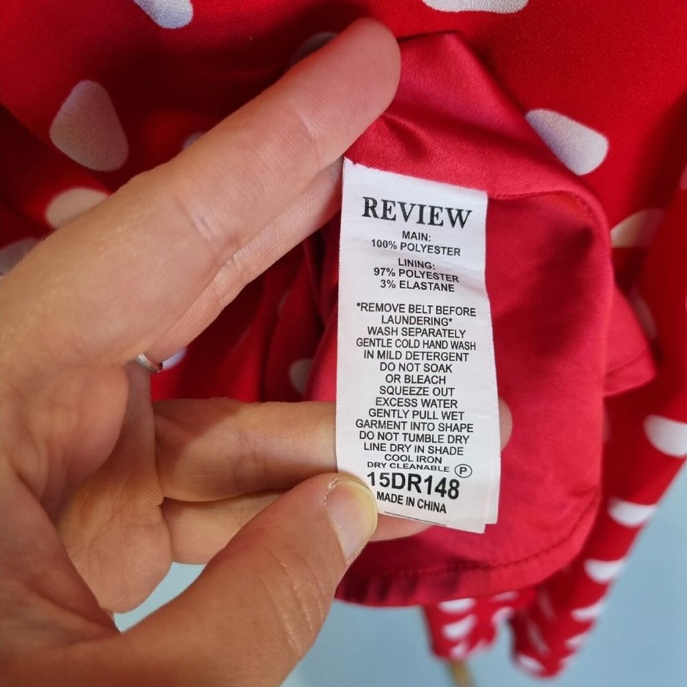 Review Dolce Vita Red & White Polka Dot Fit & Flare Dress with Belt Size 14 - Picture 10 of 10